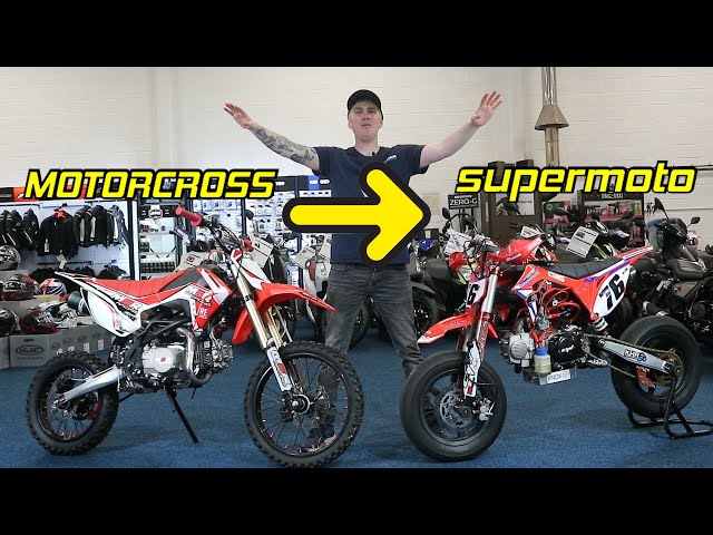 Converting a Motocross pit bike to a Supermoto Pit bike  #motorcross #pitbike #supermoto class=