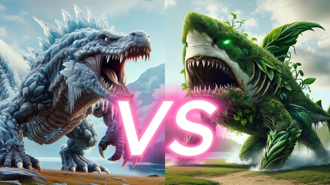 Alligator VS Shark: Hybrid Animal Fusion with Nature's Elements