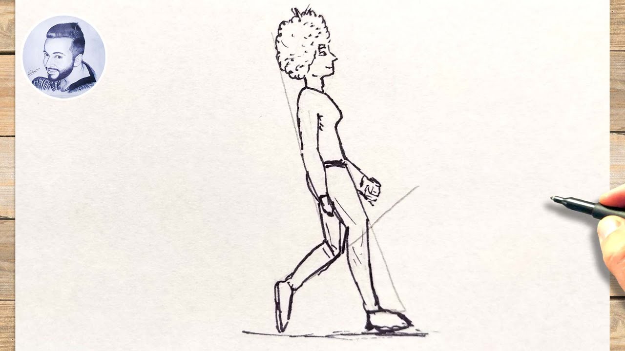 Comment dessiner une personne qui marche - YouTube