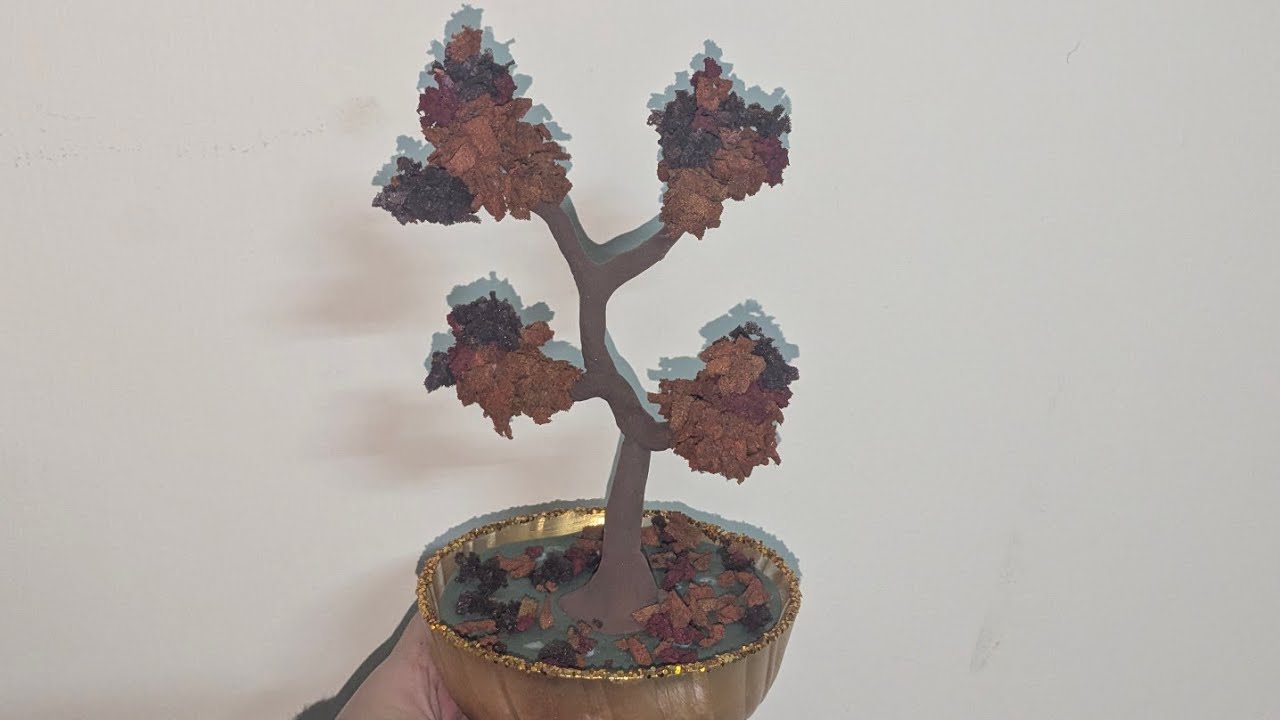 Autumn season tree made with foamic clay