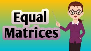 Equal Matrices|Explanation with examples|Solution of question