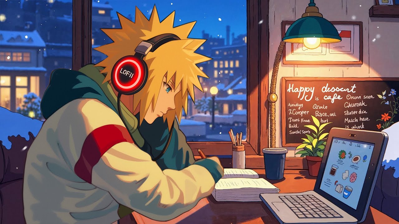 Cozy Anime Café Vibes ❄️ Lofi Hip Hop Mix for Night Study & Chill
