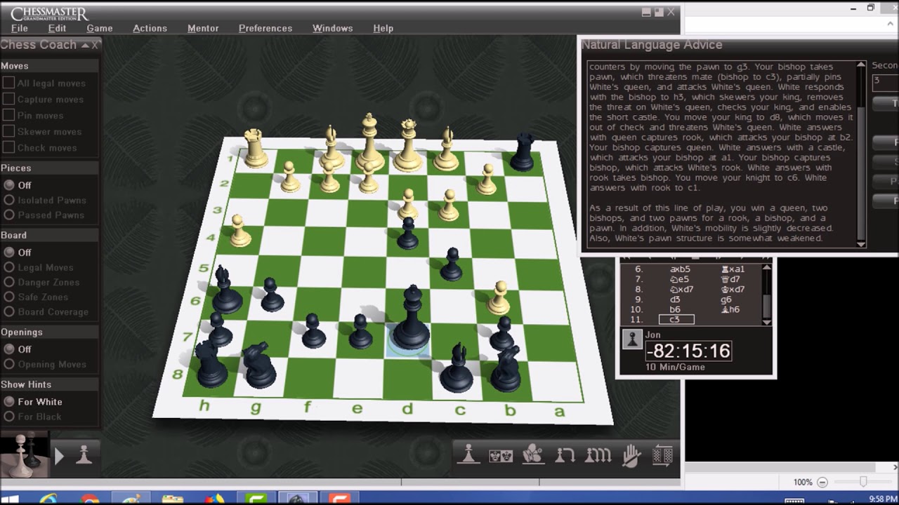 Battle of OLD vs. NEW - CHESSMASTER 11 Grandmaster Edition vs. FRITZ 16 -  GAME 2 