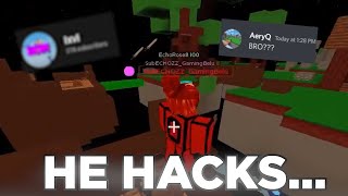 I Caught This Youtuber HACKING In Roblox Bedwars