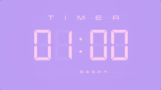 1 Min Digital Countdown Timer with Simple Beeps 💕💜