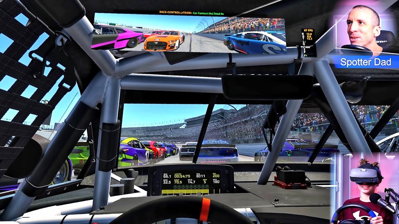 Coaching my Kid in an iRacing NASCAR Next Gen Race at Daytona - YouTube