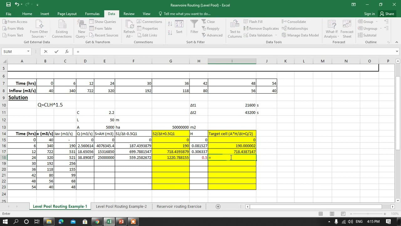 Modified Puls Reservoir Routing - YouTube