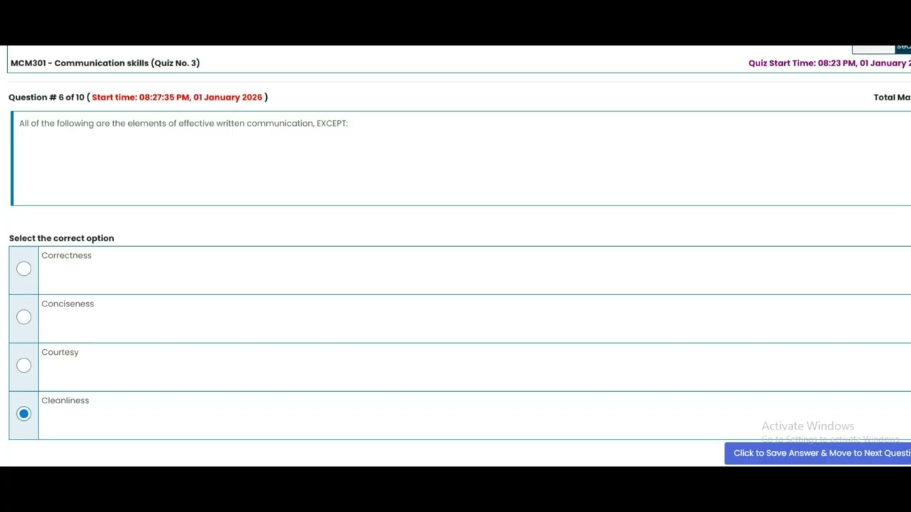 MCM301 Quiz 3  Fall 2025 || MCM301 - Communication Skills || VU Zone