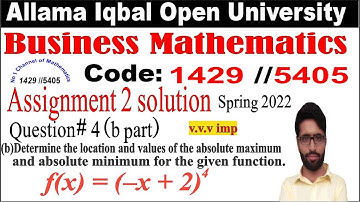 aiou 1429/5405 code business mathematics assignment 2 quesion 4 (b part) || ASIFBRAIN