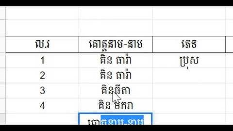 របៀបដាក់លេខរៀងអូតូចេញស្វ័យប្រវត្តិ ក្នុងតារាង។