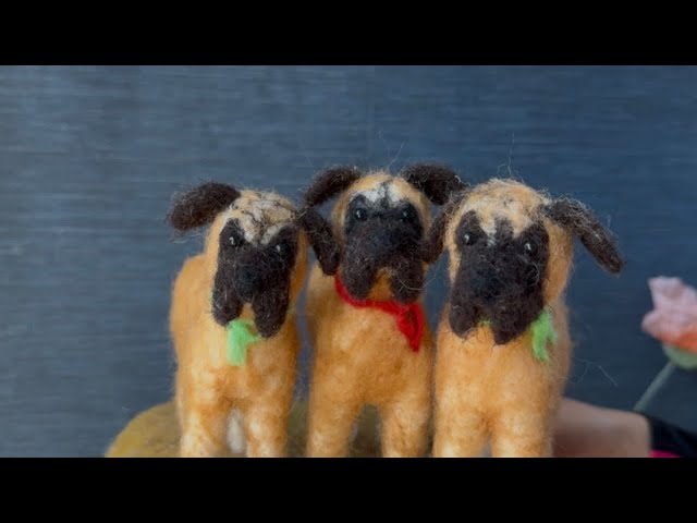 A process of making a dog with wool felt To make Adult dog