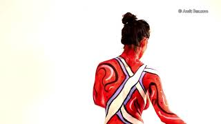 Art Video: Red & Blue body-painting by Amit Bar