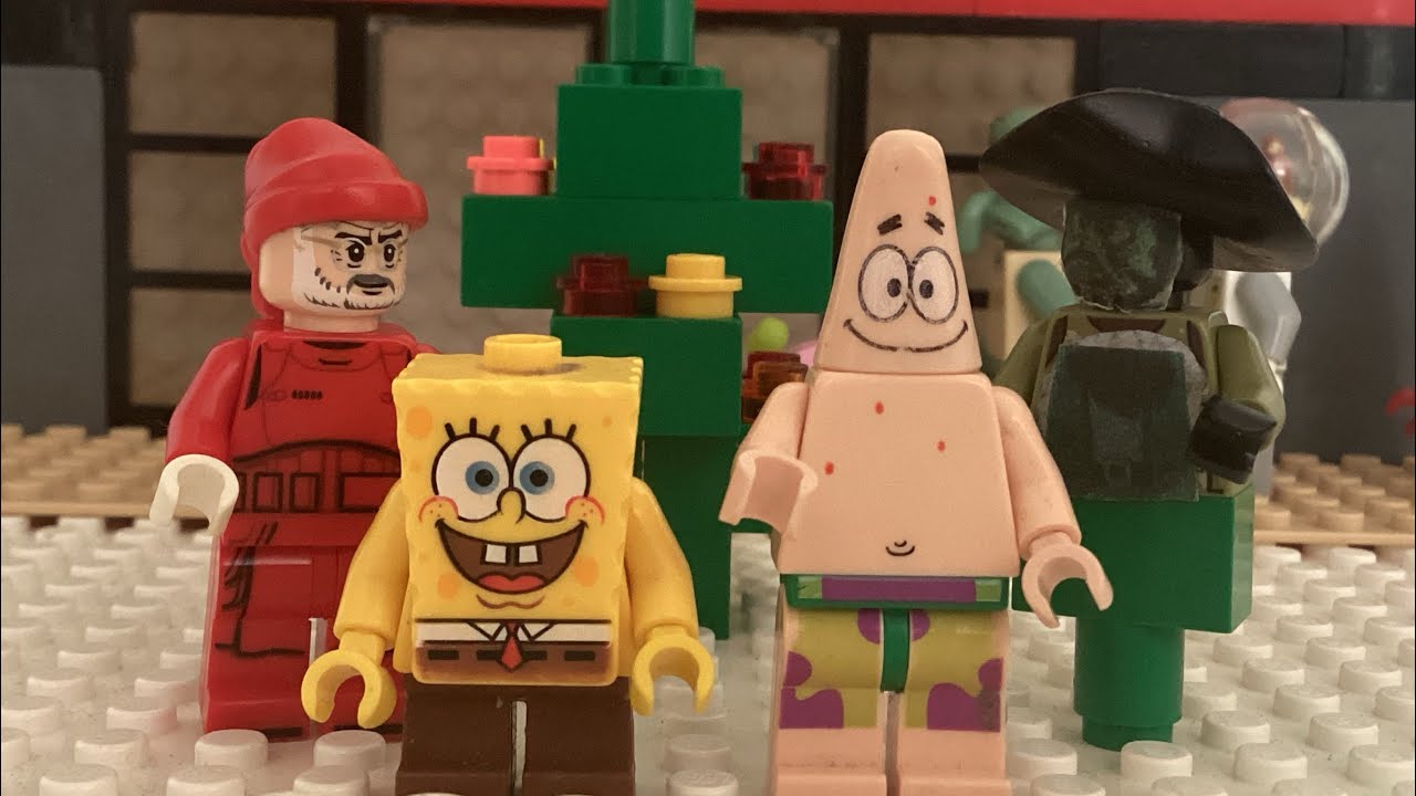 Кукольный мультфильм «Губка Боб» из конструктора Lego: «Рождественская поездка в кино»