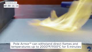 Pole Armor Fire Wrap vs. 2000°F Flames | Power Line Sentry Bench Test Pole Fire Resistance Test