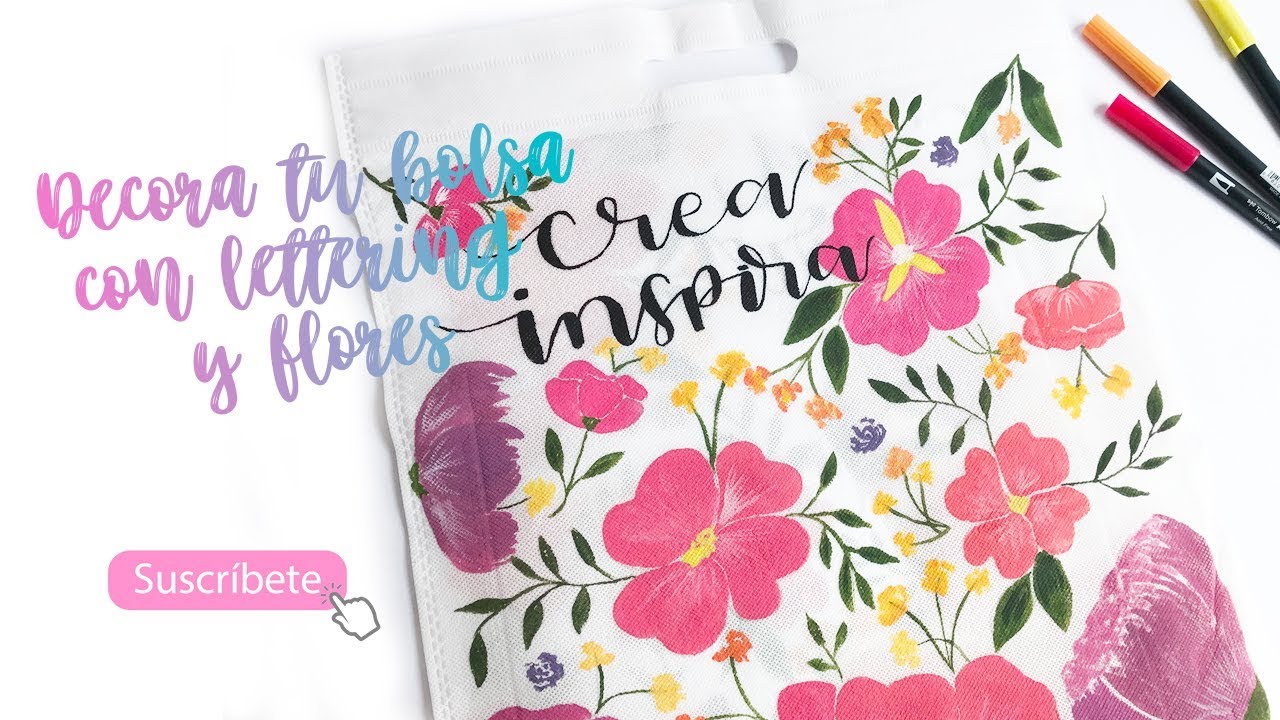 BOLSA DE TELA CON LETTERING Y FLORES-DIY bible journaling blog