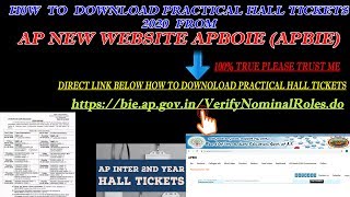 2020 PRACTICAL HALL TICKETS (100%) SURE #https://bie.ap.gov.in/VerifyNominalRoles.do