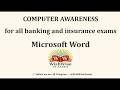 Computer Awareness Class 7 – MS Word | RBI Assistant | RRB PO | RRB Clerk | NABARD DA