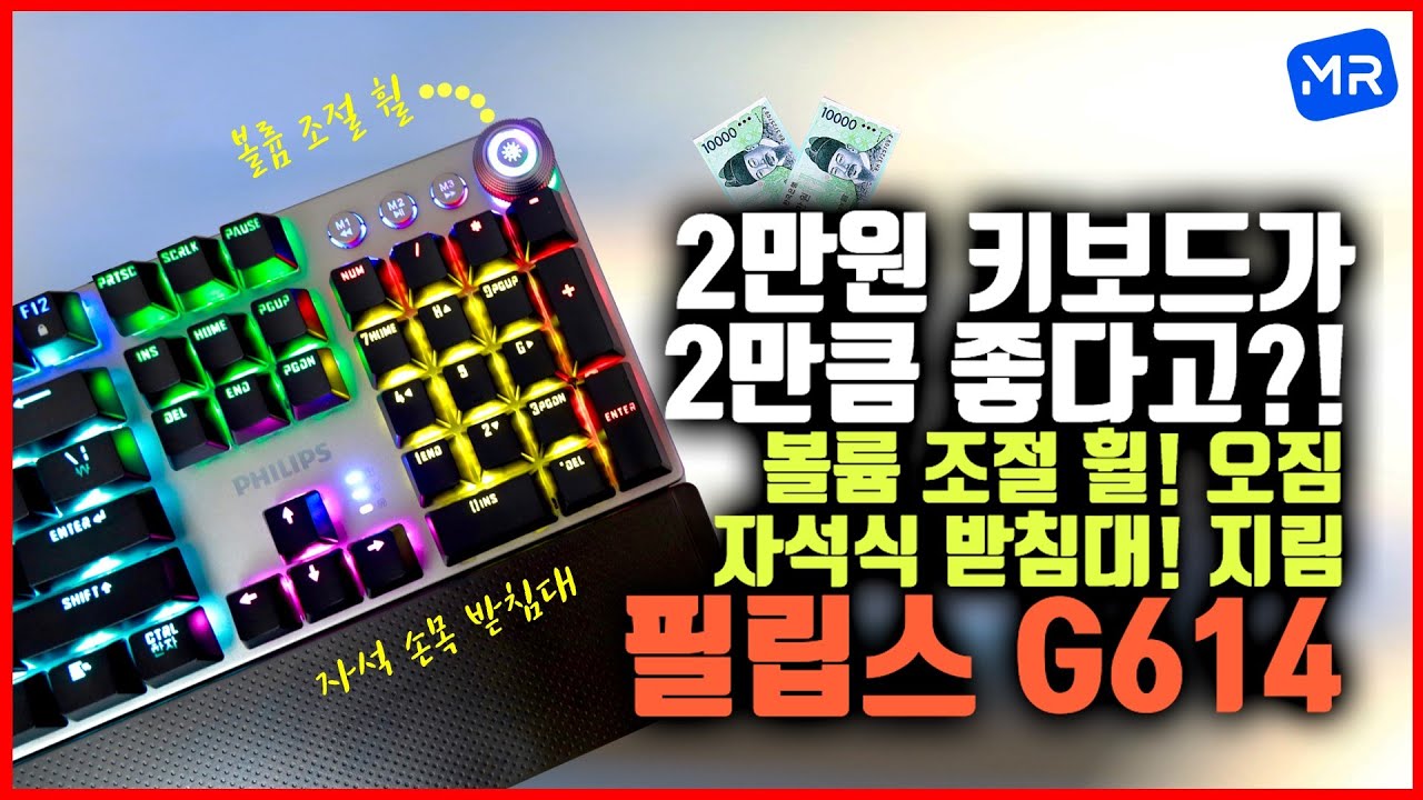 사기아냐?! 볼륨조절 휠! 자석식 손목 받침대! 가격은 겨우 2만원대?! [킹성비 키보드 필립스 G614]