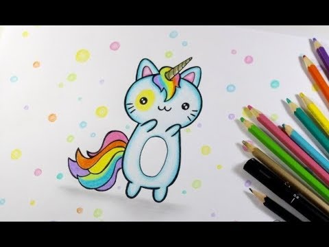 COMO DESENHAR UM GATINHO UNICÓRNIO KAWAII - PASSO A PASSO 