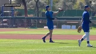 Four-time MVP Shohei Ohtani throws in Dodgers camp ahead of two-way return｜MLB 大谷翔平