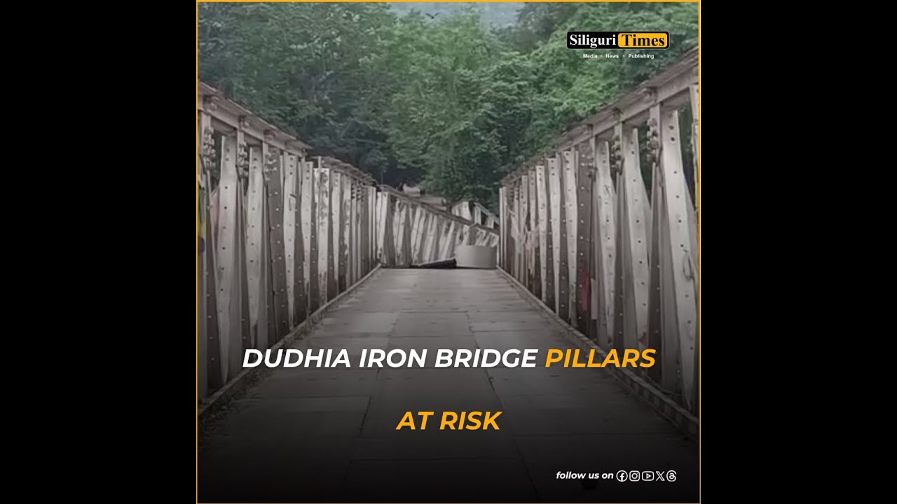Столбы железного моста Дудхия под угрозой, вода в реке Баласон отступает (хинди)