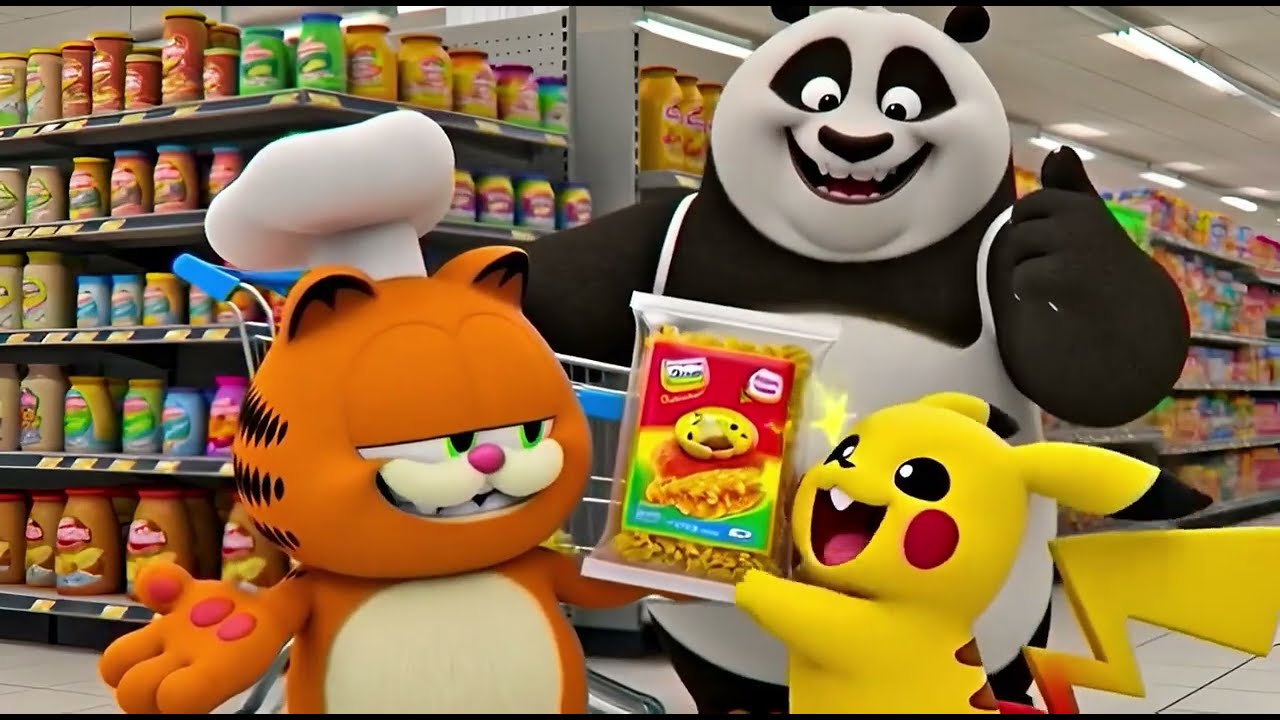 Garfield’s Space-Time Kitchen, cooking pasta with Pikachu (2)