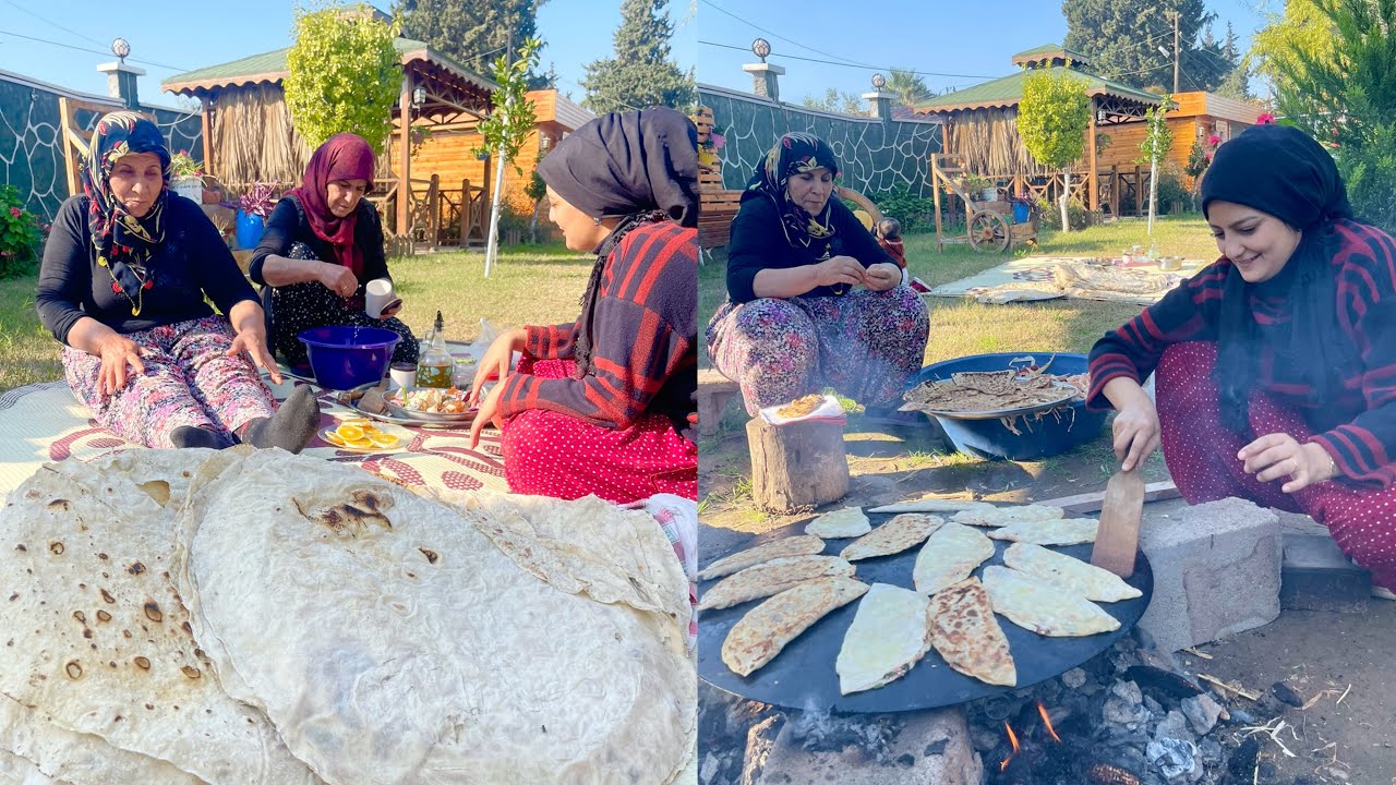 YUFKA EKMEK YAPIMI SICAK SOBALI KAT KAT ISPANAKLI GÖZLEME YAPIMI VİLLAGE LİFE