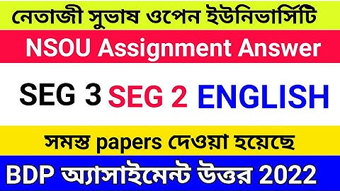 SEG 3 ASSIGNMENT ANSWER 2022 || NSOU BDP SEG 3 ASSIGNMENT ANSWER 2022 || SEG 3 ENGLISH ASSIGNMENT