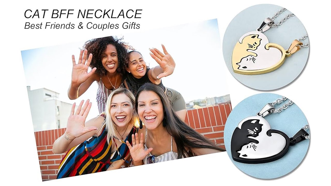 Couple Heart Or Cat BFF Best Friend for Girls Puzzle Friendship Pendant Necklaces