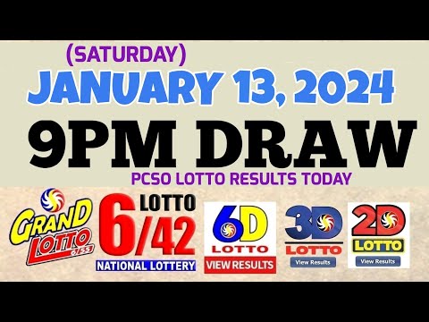 Lotto Result Today 9pm draw January 13, 2024 6/55 6/42 6D Swertres Ez2 PCSO#lotto