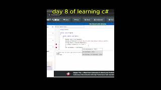 day 8 of learning c# #coding #codingcourses #learning #gamedev #csharp