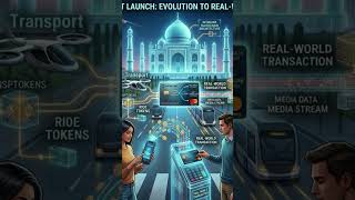 In a futuristic city, people use the InterLink network to bridge crypto assets.#InterLink #ITLG #ITL
