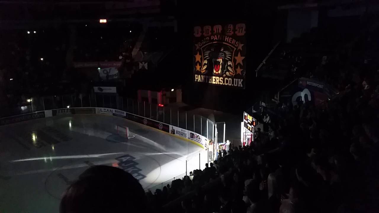 Nottingham Panthers intro & player entrance. Biggest cheer for Brian McGrattan!