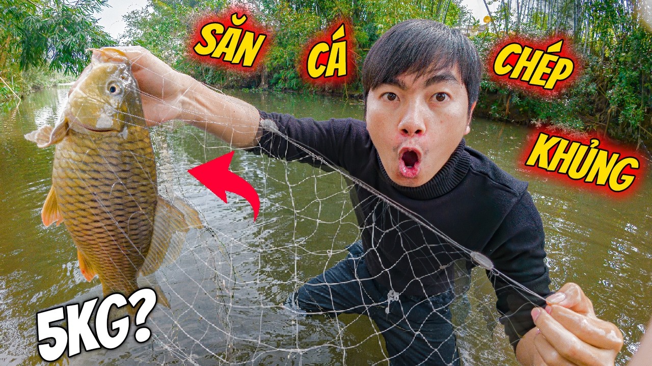 Thái Chuối Rủ Trẻ Trâu Thả Lưới Tóm Gọn Cá Chép Siêu To Làm Cá Chép Om Dưa Siêu Ngon