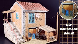 I MADE A VILLAGE HOUSE MODEL - MINIATURE HOUSE MADE - HOW TO MAKE A MODEL FROM STYROFOAM - DIORAMA