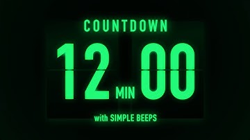 12 Minute Countdown Timer 🟢 Flip Clock with Simple Beeps