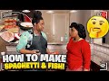 COOKING SPAGHETTI & FISH FOR MY SISTERS | THANKS FOR 400k
