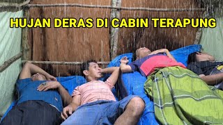 diguyur hujan deras camping membuat rumah terapung di tengah hutan, tidur nyenyak sampai pagi