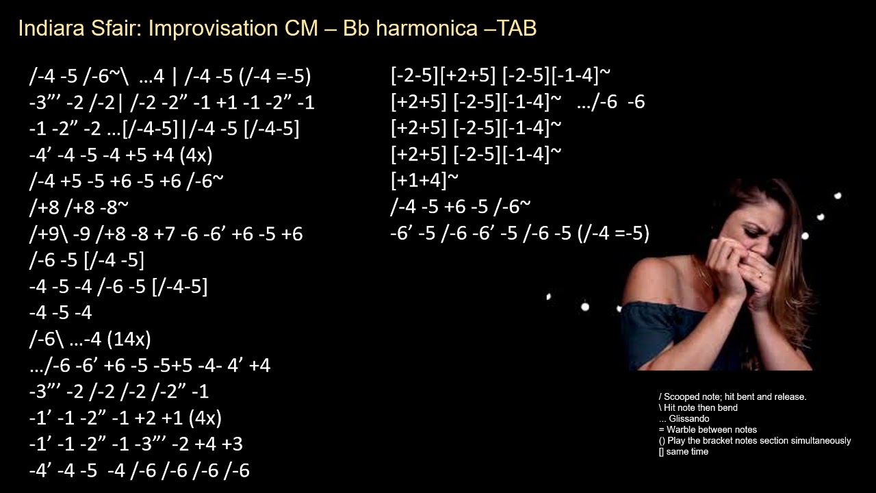practice Indiara Sfair Improvisation CM Bb harmonica TAB YouTube