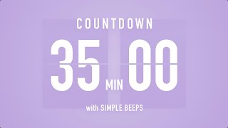 35 Min Countdown Flip Clock Timer / Simple Beeps 🫐 🔔