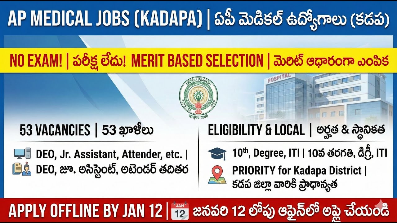AP వైద్య శాఖ  కడప ఉద్యోగాలు, AP Medical Education Recruitment 2026: Kadapa District Job Notification