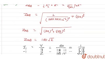 In the given circuit, the AC source has `(omega) = 100 rad//s`. Considering the inductor