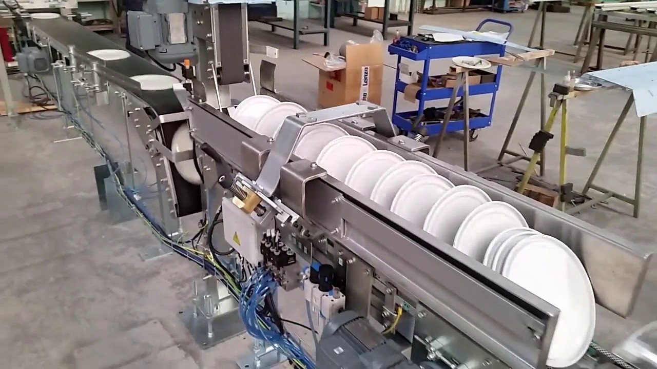 Tin can end conveyor,turner,& counting machinery, used for several