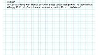 Uniform Circular Motion Example Corneing Cars