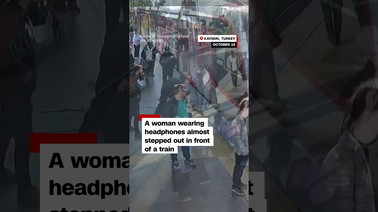 Woman narrowly avoids train in Turkey