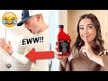 wiping FAKE PERIOD BLOOD on my husband *funny reaction* | Alyssa & Dallin