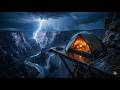 Heavy Rain Storm on a Cliffside Tent Above a Roaring Canyon River | Cozy Sleep Ambience