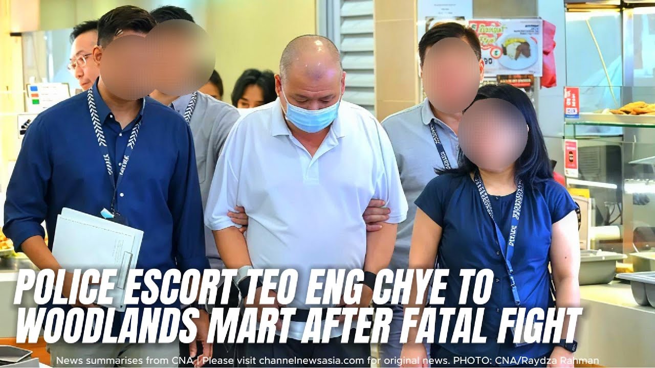 Полиция сопроводила Тео Энг Чай в торговый центр Woodlands Mart после смертельной драки.