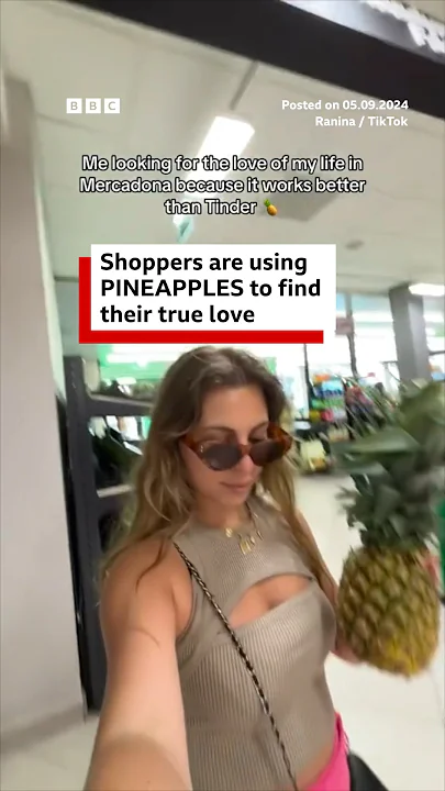 Supermarket shoppers in Spain using pineapples to find love. #Spain #Pineapple #BBCNews