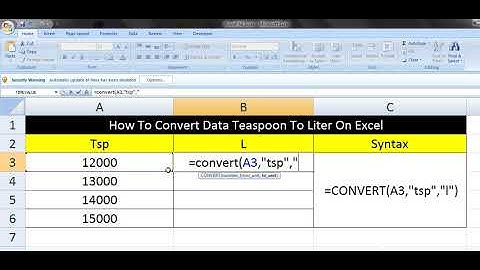 How To Convert Data Teaspoon To Liter On Excel
